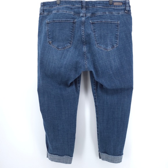 Kut From The Kloth Womens Jeans 18W Blue Medium Wash Cropped Raw Hem Cuffed - Picture 3 of 11